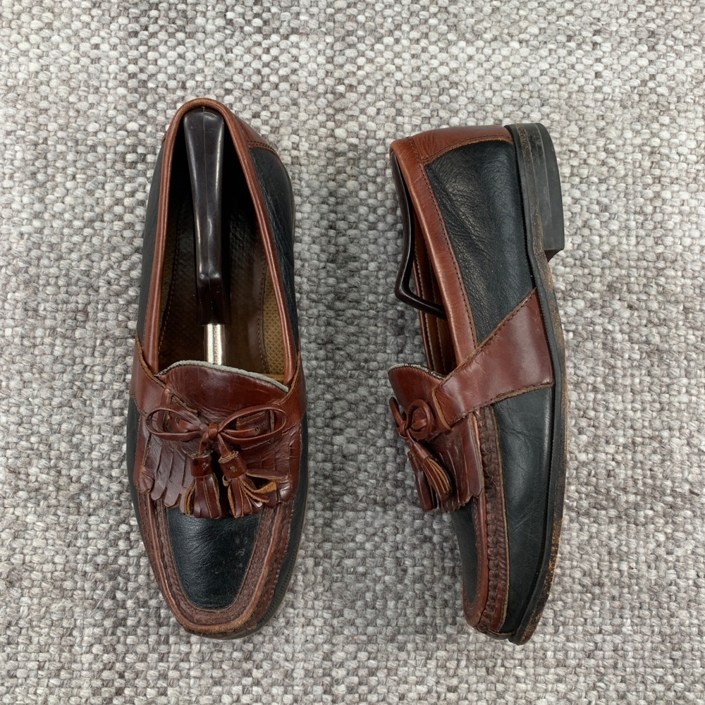 Johnston & Murphy Tassel Kiltie Loafers Mens 8.5 W Black Brown Leather 20-0592